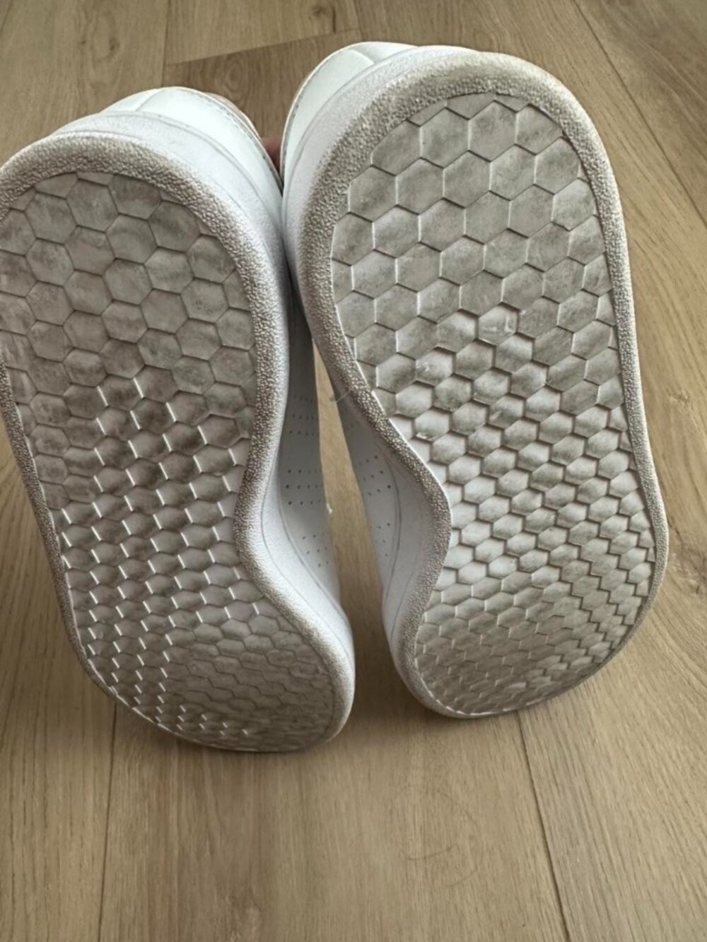 White & Taupe Adidas Advantage Sneakers - Picture 9 of 9